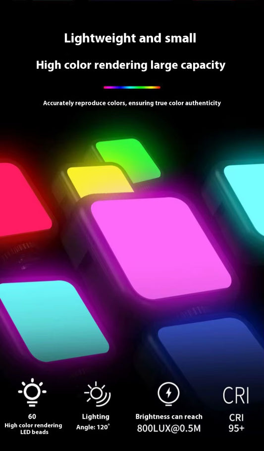 Mini Lampe Vidéo LED RGB – Fini les vidéos sombres, captez l’attention dès la 1ʳᵉ seconde !✨