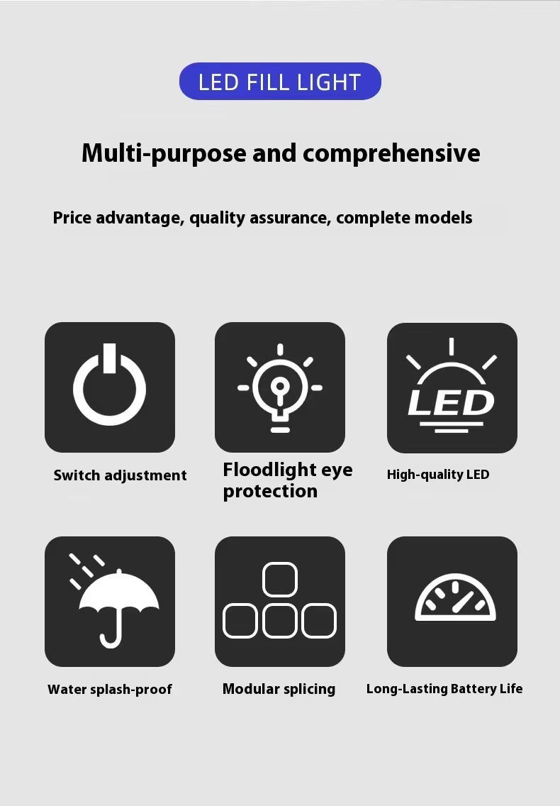 Mini Lampe Vidéo LED RGB – Fini les vidéos sombres, captez l’attention dès la 1ʳᵉ seconde !✨